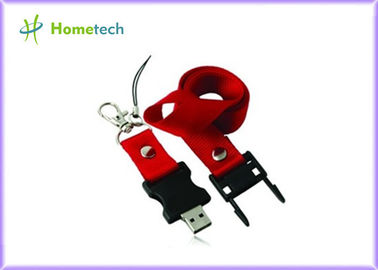 Κόκκινη πλαστική συνήθεια Drive 128mb λάμψης κορδονιών USB που τυπώνεται, USB 2.0