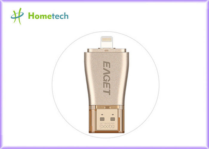 Φορητό αρρενωπό Drive 128gb 3 λάμψης OTG USB σε 1 αργίλιο για Iphone