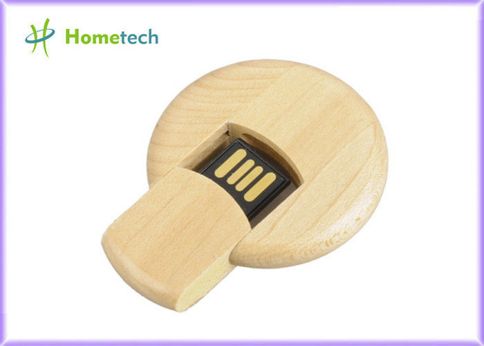 Στρογγυλό ξύλινο USB μορφής πραγματικό Drive λάμψης ικανότητας, ξύλινη κίνηση αντίχειρων μικροϋπολογιστών