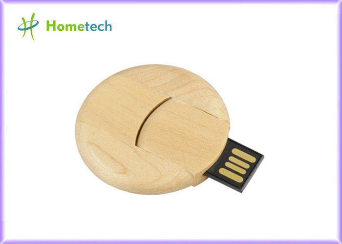 Στρογγυλό ξύλινο USB μορφής πραγματικό Drive λάμψης ικανότητας, ξύλινη κίνηση αντίχειρων μικροϋπολογιστών