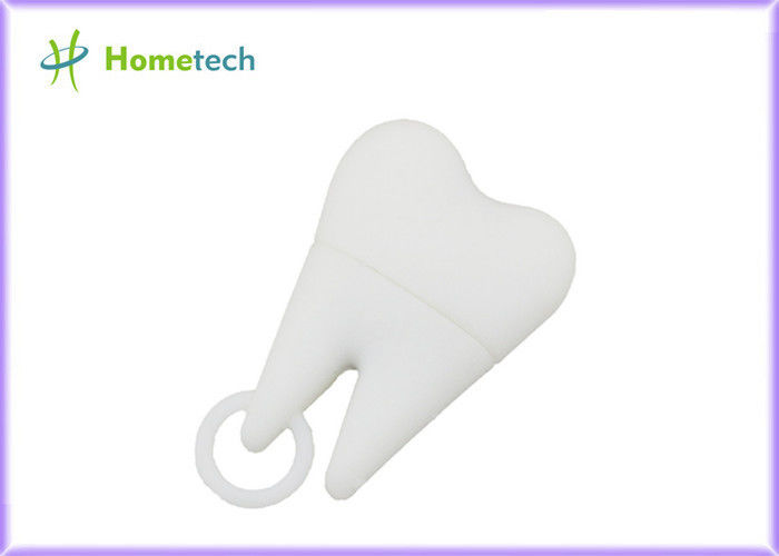 Προσαρμοσμένο USB PVC Drive λάμψης δοντιών μορφή με την ικανότητα 1GB~128GB, άσπρο χρώμα