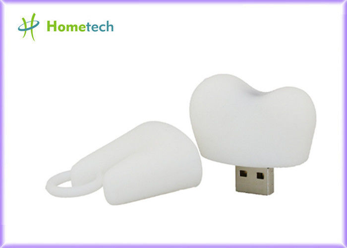 Προσαρμοσμένο USB PVC Drive λάμψης δοντιών μορφή με την ικανότητα 1GB~128GB, άσπρο χρώμα