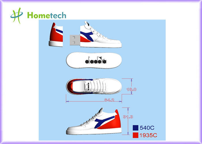 Άσπρη συνήθεια πάνινων παπουτσιών usb 2,0 ραβδί μνήμης μικροϋπολογιστών λογότυπων συνήθειας κίνησης 2gb 4gb 8gb 16gb 32gb 64gb λάμψης usb