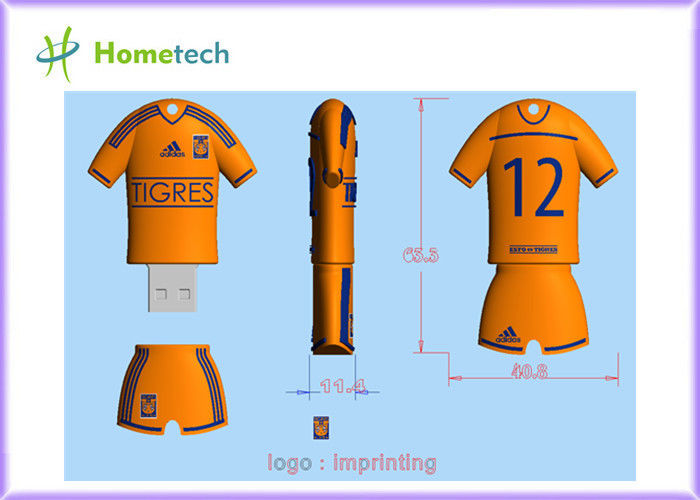 Εξατομικευμένη προσαρμοσμένη μνήμη κινούμενων σχεδίων USB πουκάμισων poolo ομάδων ποδοσφαίρου Drive TIGRES λάμψης USB