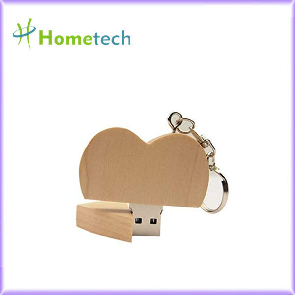 ξύλινο διαμορφωμένο καρδιά Drive λάμψης Usb σφενδάμνου 5-15MB/S 8GB