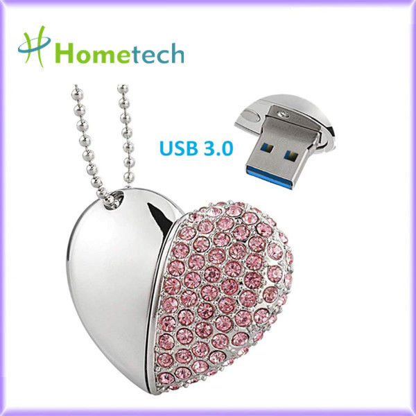 Drive λάμψης καρδιών USB κρυστάλλου περιδεραίων USB 3,0 32GB