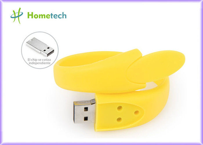 Κίτρινο Drive 2-64G Usb 2.0 λάμψης PVC Usb Wristband Drive αστραπιαίας σκέψης Usb ραβδιών