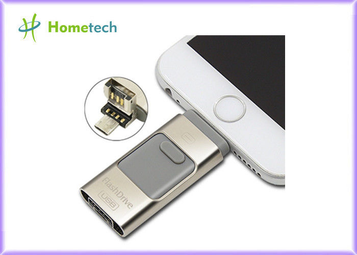 Χρυσό ραβδί μνήμης τηλεφωνικών μετάλλων 32GB USB OTG για IPhone/το PC, εξουσιοδότηση 1 έτους