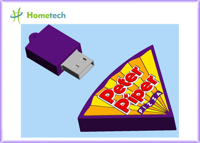 4GB προσαρμοσμένο πίτσα Drive λάμψης USB, 2GB μαλακό λαστιχένιο κλειδί μνήμης κινούμενων σχεδίων USB