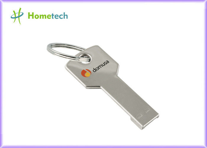 Ασημένιο Drive λάμψης μετάλλων διαμορφωμένο κλειδί USB, αδιάβροχο κλειδί τσιπ μνήμης