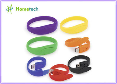Προσαρμοσμένη τυπωμένη ύλη λογότυπων Coloful Wirstband Pendrive Usb Wristband πυριτίου συνήθεια