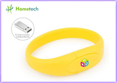 Κίτρινο Drive 2-64G Usb 2.0 λάμψης PVC Usb Wristband Drive αστραπιαίας σκέψης Usb ραβδιών