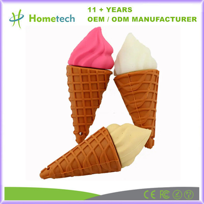 Προσαρμοσμένο PVC Ice Cream USB Flash Drive 1GB 2GB 4GB USB 2.0 Cartoon Memory Stick