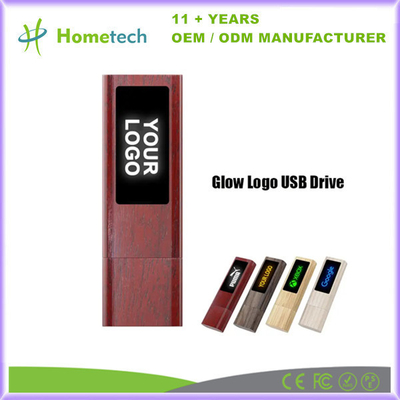 Φωτεινή ξύλινη μονάδα flash USB LED Φωτεινή μονάδα USB μνήμης 8GB 16GB 32GB 64GB 128GB