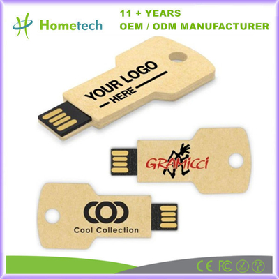 Κλειδί σε σχήμα ανακυκλώσιμου χαρτιού USB flash drive με χωρητικότητα 8GB έως 256GB Περιβαλλοντικά φιλικό δώρο προώθησης