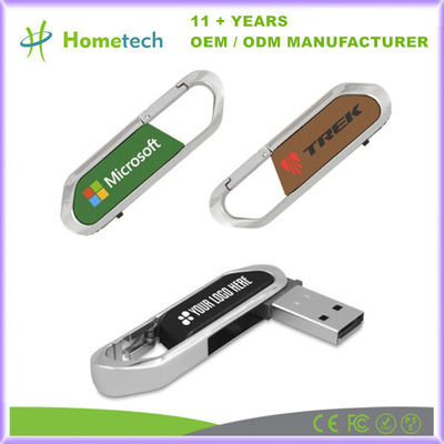 Μεγάλη ταχύτητα Foldout Carabiner USB Flash Drive 64GB έως 1TB Δερμάτινη Pen Drive 32GB για την προώθηση των επιχειρήσεων
