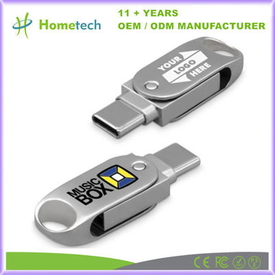 Ανθεκτικός σε κραδασμούς Δύο USB-C USB-A Flash Drive 3.0 Ασημένιο Προσαρμοσμένο