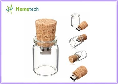 Ξύλινο USB Drive 2,0 λάμψης γυαλιού μπουκαλιών για το γάμο Giveaways 4GB 8GB
