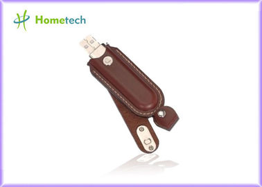 Καφετής δίσκος λάμψης δέρματος USB υψηλής ικανότητας USB 2.0 16GB για το σπουδαστή