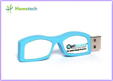 Χαριτωμένο Drive λάμψης κινούμενων σχεδίων USB γυαλιών λαστιχένιο μπλε 32GB εξατομικευμένο