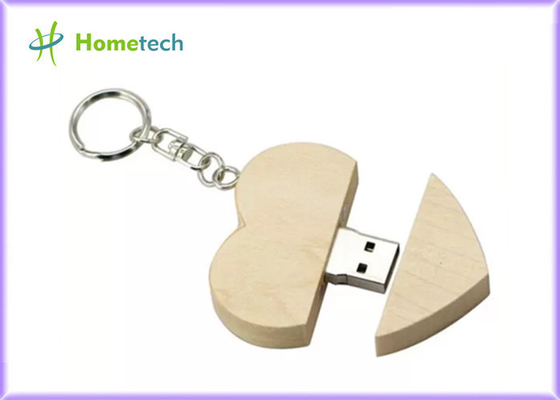 ξύλινο διαμορφωμένο καρδιά Drive λάμψης Usb σφενδάμνου 5-15MB/S 8GB